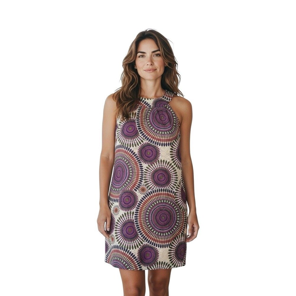 Muse Women’s Shift Dress Multicolor Embroidered Boho Cocktail Party Size 8